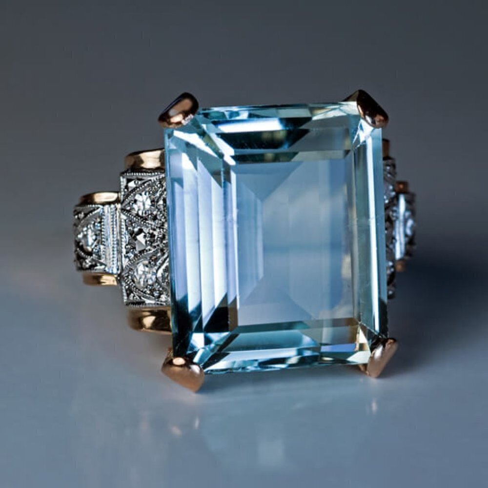 💎Radiant Cut Sea Blue Bright Gemstone Zircon Luxury Rings  Women, INDN8554